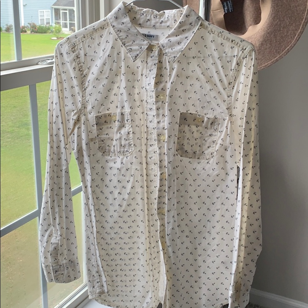 Cream anchor button down
